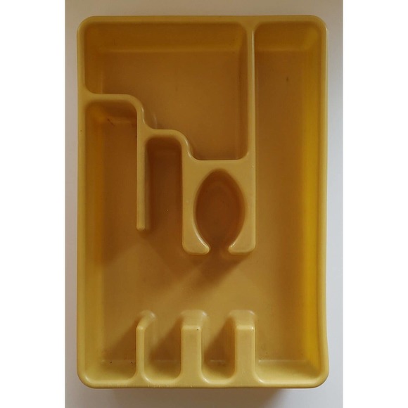 Harvest Gold Utensil Drawer Organizer Rubbermaid Plastic 2921 5 Vtg Yellow A5 - Picture 1 of 2